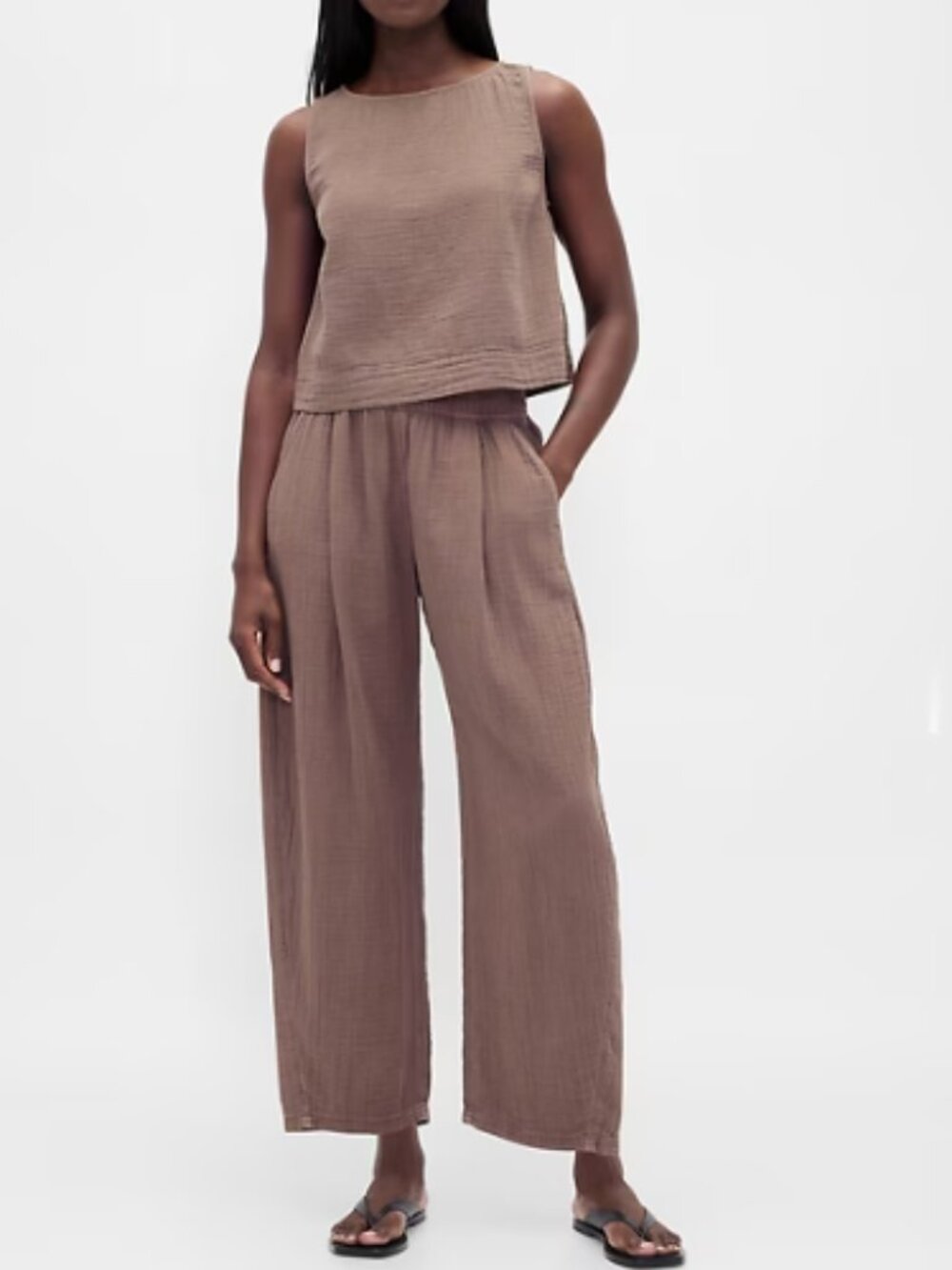 Gap - Cotton Gauze Easy Barrel Pants - Size L